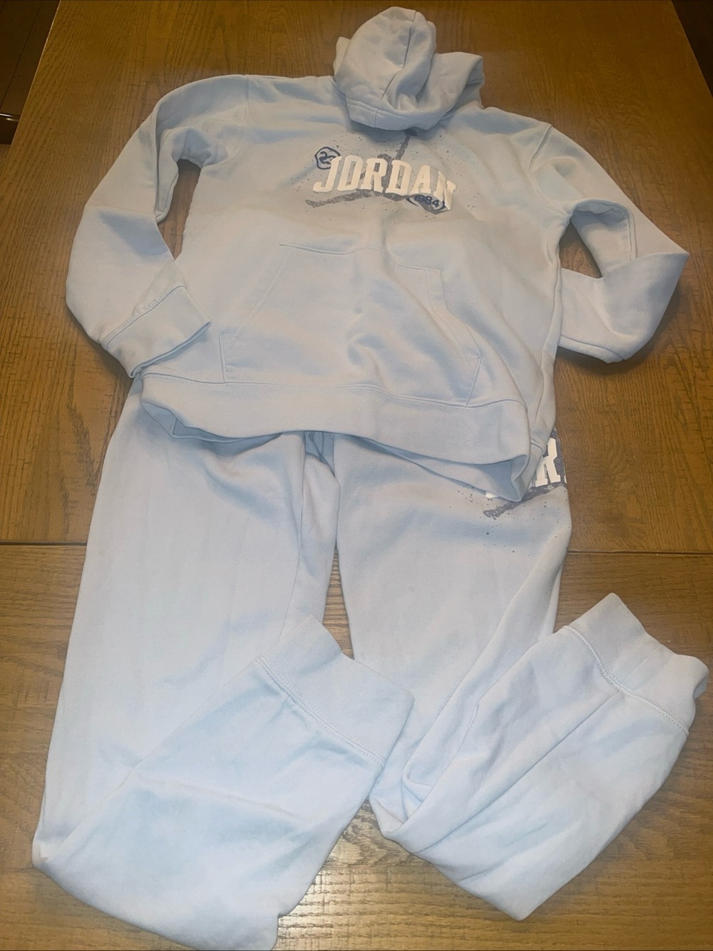 Jordan Baby Blue Hoodie Sweatshirt & Pants Set - Boys XL